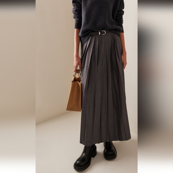 The Frankie Shop Women's Gray Bailey Pleated Maxi Skirt - Picture 2 of 6